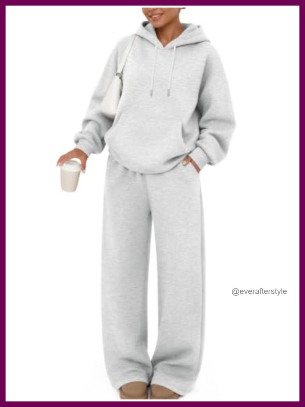 Womens 2 Piece Sweatsuit Set Cotton Fleece Oversized Hoodie Wide Leg Lounge
